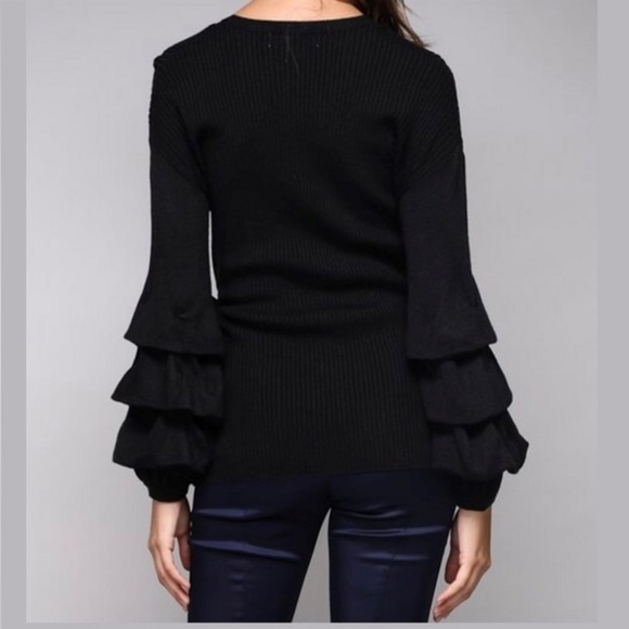 SURPLICE RUFFLED SWEATER - Picture 3 of 7